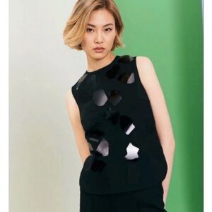 Akris Punto - women’s big Sequins details, sleeveless jersey blouse, black top 8